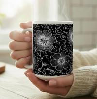 Set of Big Mugs, Floral Cup Set, Large 15 oz Matching Cups