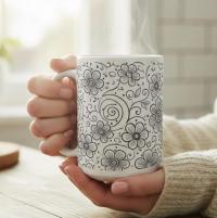 Set of Big Mugs, Floral Cup Set, Large 15 oz Matching Cups