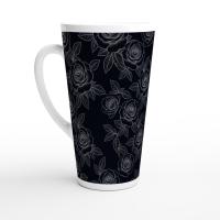 Roses - Large Latte Mug - Coffee or Tea Cup, 17oz Ceramic, Extra Tall