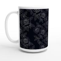 Roses, Dark Floral Mug Set, Large and Small Cups