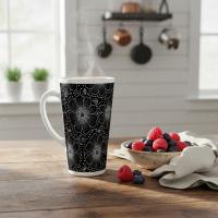 Set of 3 Cups, Floral, 17oz Latte Ceramic Mugs Set - Extra Tall Cup Set