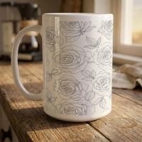 Set of Big Mugs, Floral Cup Set, Large 15 oz Matching Cups