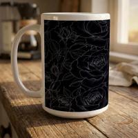 Set of Big Mugs, Floral Cup Set, Large 15 oz Matching Cups