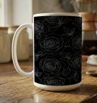 Set of Big Mugs, Floral Cup Set, Large 15 oz Matching Cups