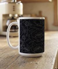 Set of Big Mugs, Floral Cup Set, Large 15 oz Matching Cups
