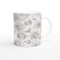 Roses, Floral Cups Set -  Large and Small Ceramic Mugs