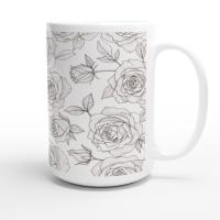 Roses, Floral Cups Set -  Large and Small Ceramic Mugs