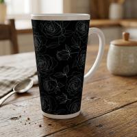 Roses - Large Latte Mug - Floral Coffee or Tea Cup, 17oz Ceramic, Extra Tall