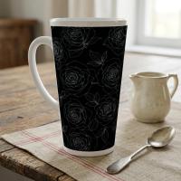 Roses - Large Latte Mug - Floral Coffee or Tea Cup, 17oz Ceramic, Extra Tall