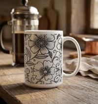 Floral Cups -  Large and Small Ceramic Mugs