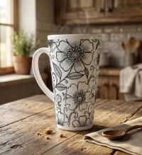 Latte 17oz Ceramic Mug - Coffee or Tea Cup, Extra Tall