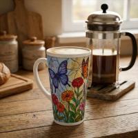 Butterfly Mug, Latte 17oz Ceramic Mug - Coffee or Tea Cup, Extra Tall
