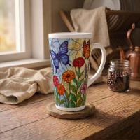 Butterfly Mug, Latte 17oz Ceramic Mug - Coffee or Tea Cup, Extra Tall