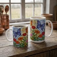 Butterfly Cups, Large and Small Mug Set