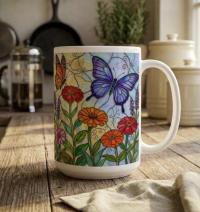 Butterfly Cups, Large and Small Mug Set