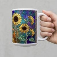 Sunflowers, Large and Small Cups, Floral Mug Set