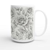 Set of Big Mugs, Floral Cup Set, Large 15 oz Matching Cups