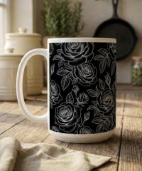 Set of Big Mugs, Floral Cup Set, Large 15 oz Matching Cups