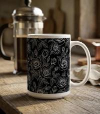 Set of Big Mugs, Floral Cup Set, Large 15 oz Matching Cups