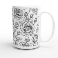Set of Big Mugs, Floral Cup Set, Large 15 oz Matching Cups