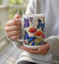 Butterfly Cups, Large and Small Mug Set