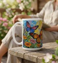 Butterfly Cups, Large and Small Mug Set