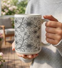 Floral Cups -  Large and Small Ceramic Mugs