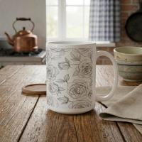 Roses, Floral Cups Set -  Large and Small Ceramic Mugs