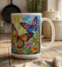 Butterfly Cups, Large and Small Mug Set