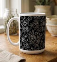 Set of Big Mugs, Floral Cup Set, Large 15 oz Matching Cups