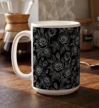 Set of Big Mugs, Floral Cup Set, Large 15 oz Matching Cups