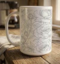 Roses - Floral Cups -  Large and Small Ceramic Mugs