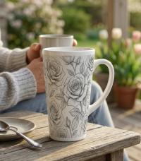Latte 17oz Ceramic Mug - Coffee or Tea Cup, Extra Tall