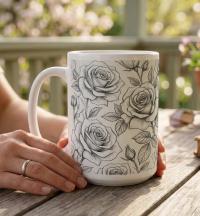 Roses - Floral Cups -  Large and Small Ceramic Mugs