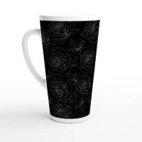 Roses - Large Latte Mug - Floral Coffee or Tea Cup, 17oz Ceramic, Extra Tall