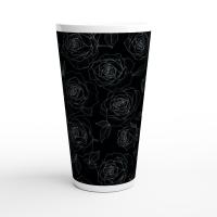 Roses - Large Latte Mug - Floral Coffee or Tea Cup, 17oz Ceramic, Extra Tall