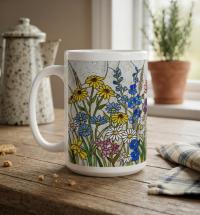 Floral Cups -  Large and Small Ceramic Mugs