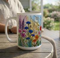 Floral Cups -  Large and Small Ceramic Mugs