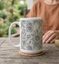 Roses - Floral Cups -  Large and Small Ceramic Mugs