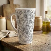 Roses, Latte 17oz Ceramic Mug - Coffee or Tea Cup, Extra Tall