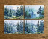 Forest Greeting Cards, Set of 4, Botanical Art, Blank Gift Cards