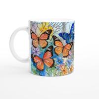 Butterfly Cups Set -  Large and Small Ceramic Mugs