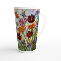 Floral - Latte 17oz Ceramic Mug - Coffee or Tea Cup, Extra Tall