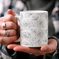 Roses, Floral Cups Set -  Large and Small Ceramic Mugs