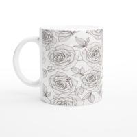 Roses, Floral Cups Set -  Large and Small Ceramic Mugs