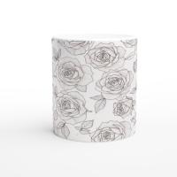 Roses, Floral Cups Set -  Large and Small Ceramic Mugs