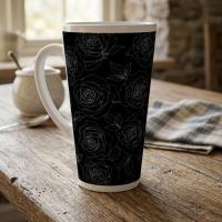 Roses - Large Latte Mug - Floral Coffee or Tea Cup, 17oz Ceramic, Extra Tall