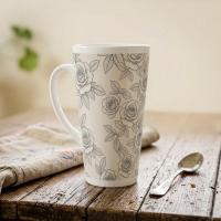Roses - Large Latte Mug - Floral Coffee or Tea Cup, 17oz Ceramic, Extra Tall