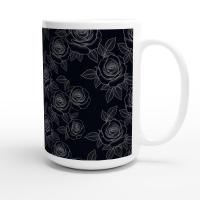 Roses, Dark Floral Mug Set, Large and Small Cups