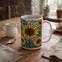 Sunflower Cups Set - Large and Small Mugs
